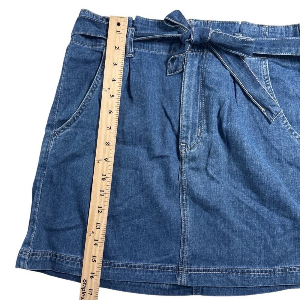 American Eagle Super High Rise Denim Skirt Tie Waist Bow Belt Size 6 NWT - Picture 3 of 6